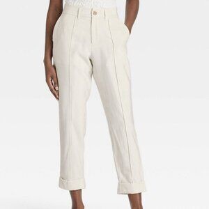 Women's High-Rise Slim Fit Effortless Pintuck Ankle Pants - A New Day™